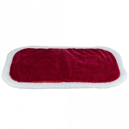 Weihnachts-Kuschelset Lumi – Trixie Liegematte Nevio in Rot mit weißem Rand in Lammfell-Optik, ca. 75 × 47 cm