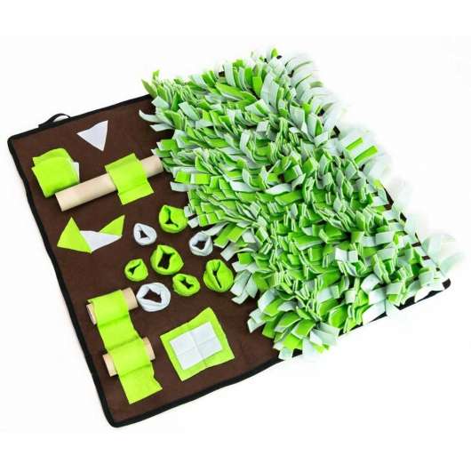 Procyon Intelligenzschnüffelmatte 80x80 cm mit Schnüffelwiese und über 20 Verstecken für Leckerlis.