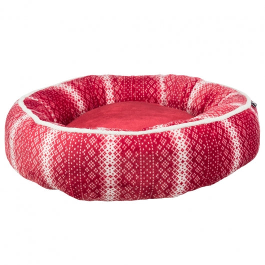 Weihnachts-Kuschelset Lumi – rundes rotes Kuschelbett Lumi mit erhöhtem Rand