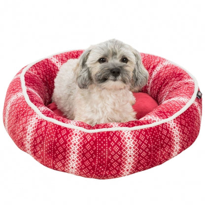 Rotes Trixie Lumi Kuschelbett mit erhöhtem Rand.