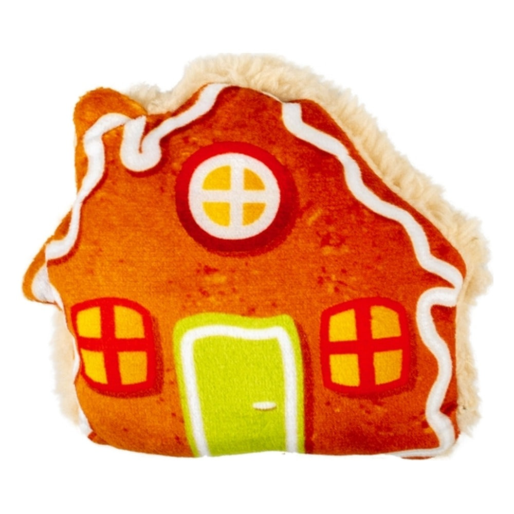 Weihnachts-Spielset Katze – Plüsch-Lebkuchenhaus mit Katzenminze, ca. 9 × 10,5 cm