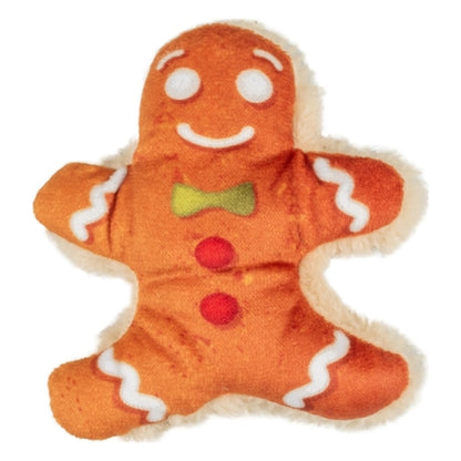 Weihnachts-Spielset Katze – Plüsch-Lebkuchenmann mit Katzenminze, ca. 8 × 9 cm